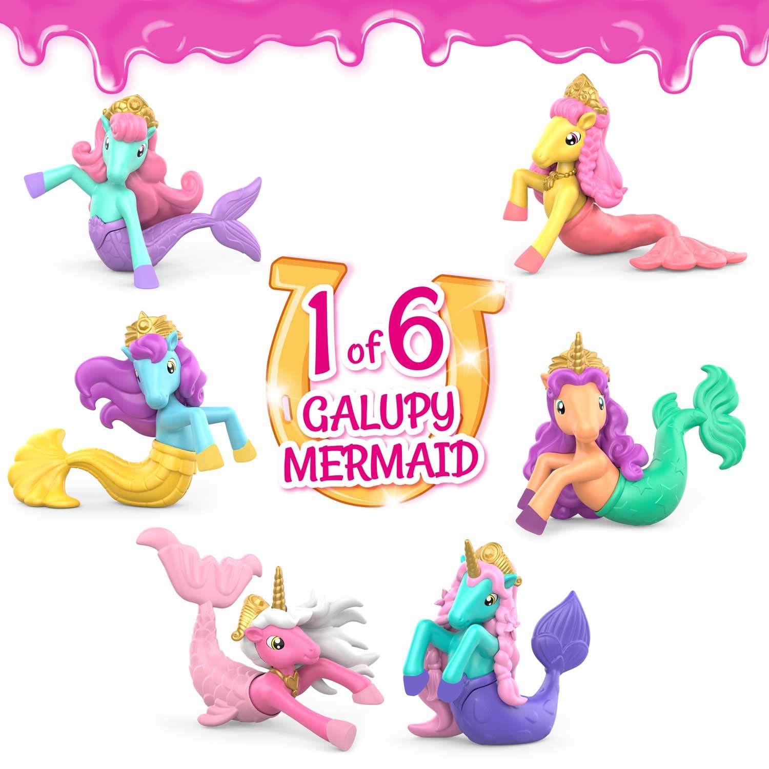 CRAZE Magic Slime Bag GALUPY Mermaid zestaw 20 sztuk, kompletny wyświetlacz dla dzieci, 20 x 75 ml, z figurką jednorożca Galupy Mermaid, figurka jednorożca, niespodzianka