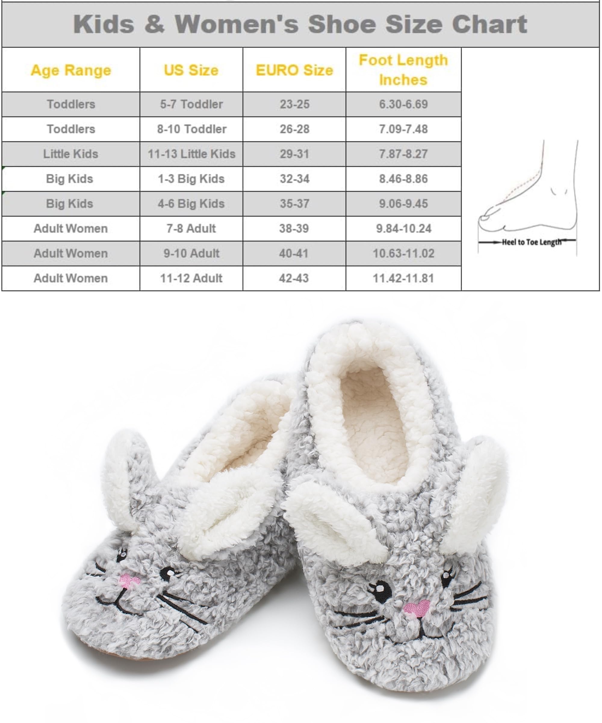 cosyone1997 Bonitas pantuflas de animales para niños, niñas y mujeres, calcetines peludos con suela antideslizante suave, regalos únicos para mamá y amantes de los animales