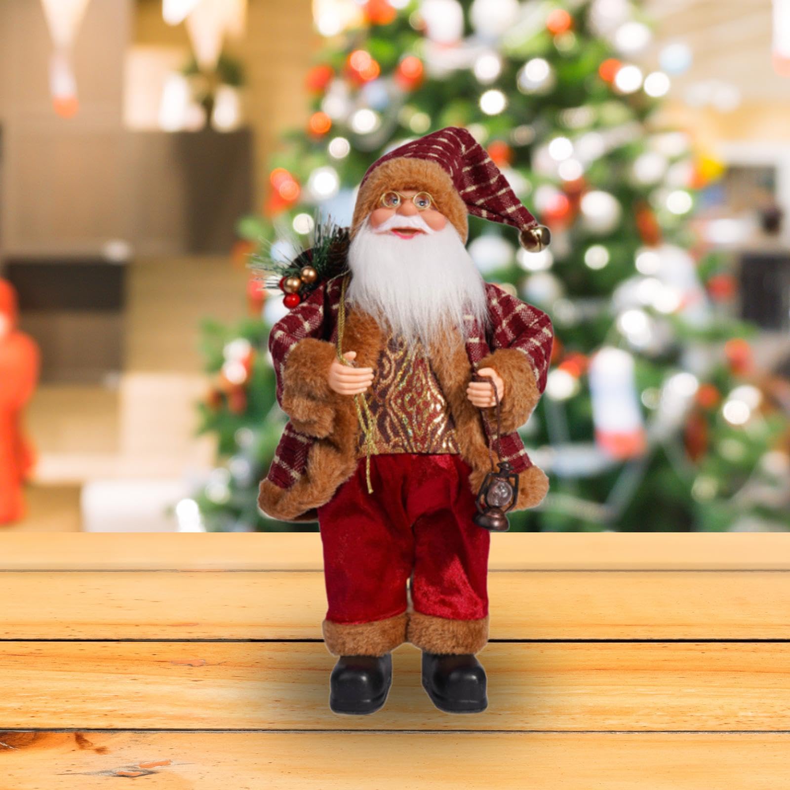 Amazon.co.jp: Perfk クリスマスサンタの置物、人形アクセサリー