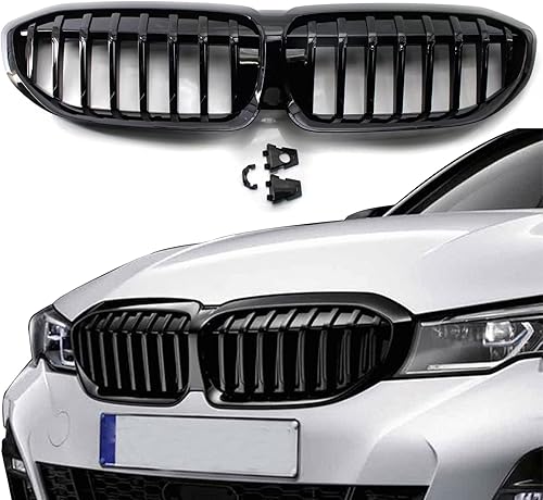 Rejilla frontal de repuesto para parrilla de riñón de un solo listón, color negro brillante, compatible con BMW Serie 3 G20 G21 G28 2019 2020 2021