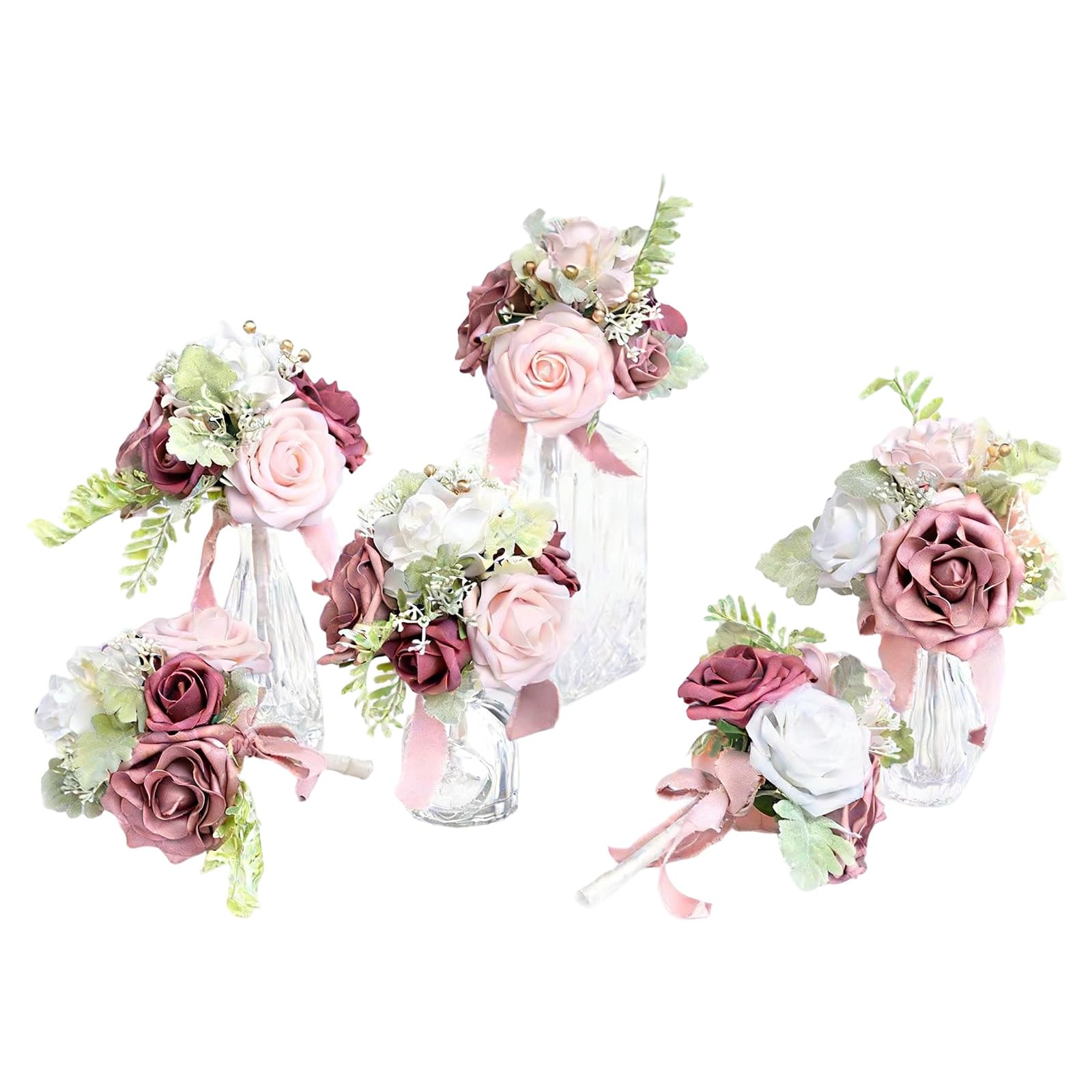 Xjdzineq 6Pcs Wedding Bouquets Artificial Flower Bouquets for Ceremony Anniversary Photography Vase Arrangements Arrangement Silk