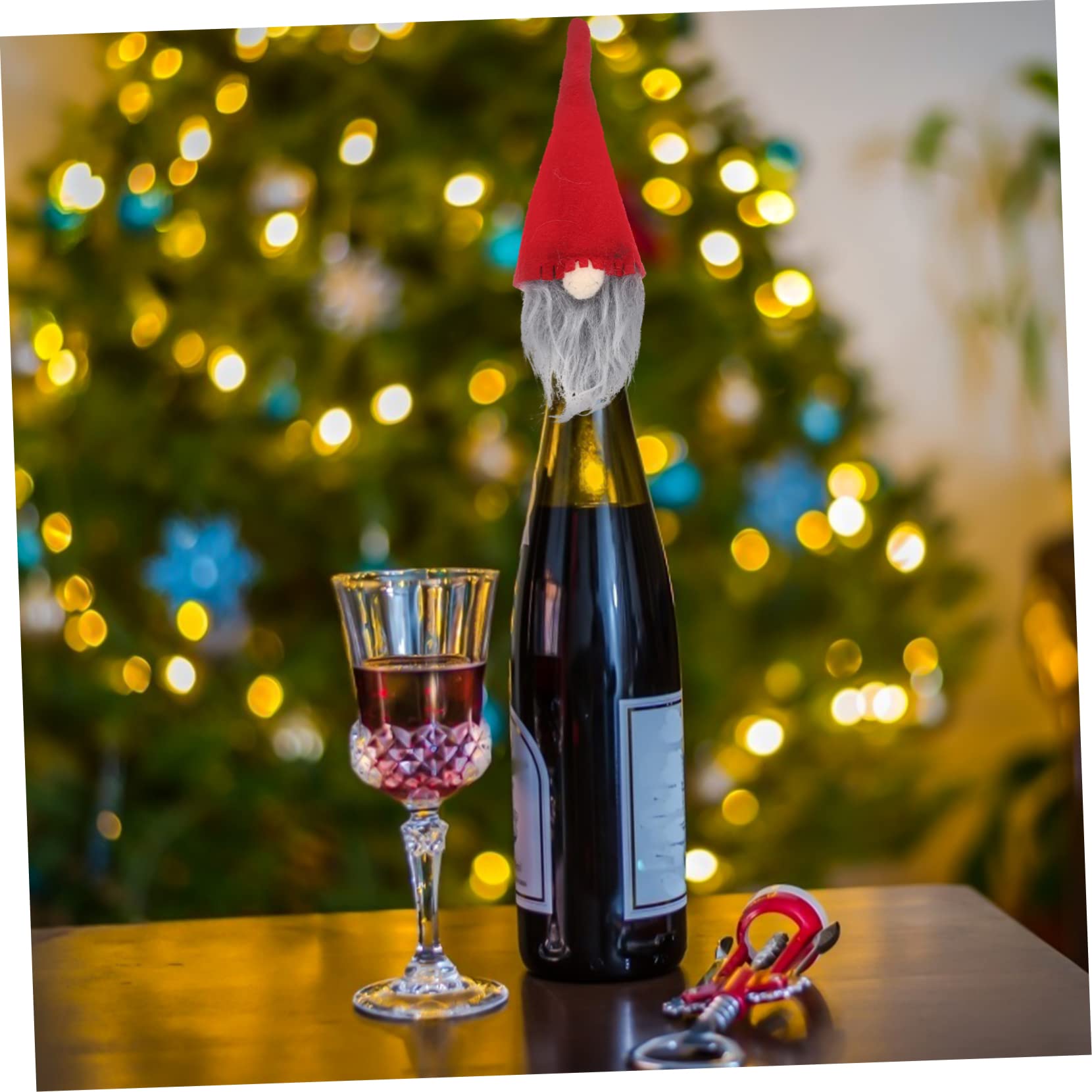 Ipetboom Lot de 10 Housses de Bouteilles de Vin Rouge en Tissu Non Tissé, Décoration Créative et Compacte pour Scène de Festival de Noël Poupée sans Visage