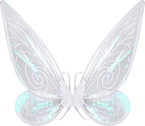 Miniatura 1 de Alas de hadas blancas para disfrazarse de alas transparentes brillantes para niñas disfraz de hada de mariposa alas de ángel para niños niñas y