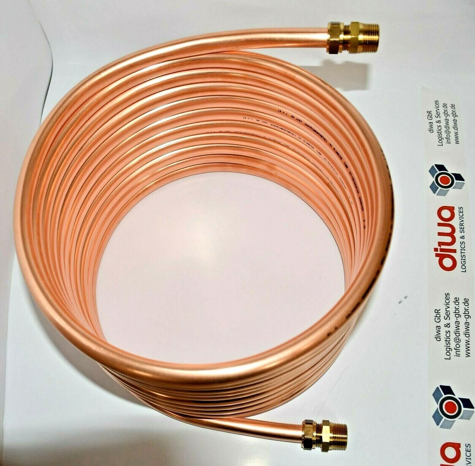 Spirale aus Kupferrohr 15x1mm 10m Außendurchmesser ca.31cm Poolheizung 3/4" ANSCHLUSS