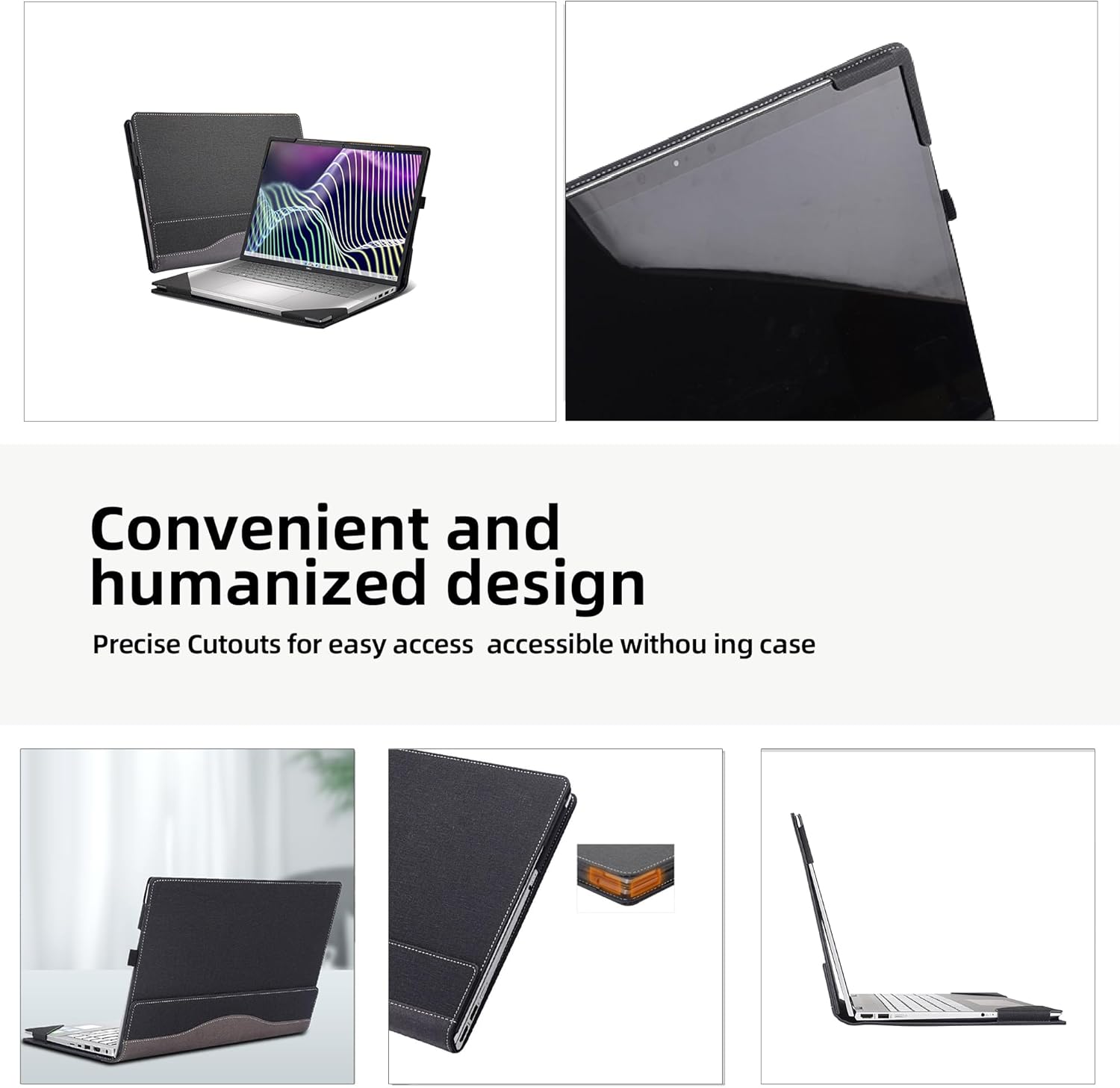 Laptop Case for Dell Latitude 7000 7640 Laptop (2023) | Latitude 7650 Laptop16 Notebook PU Leather Detachable Cover (Dark Gray)