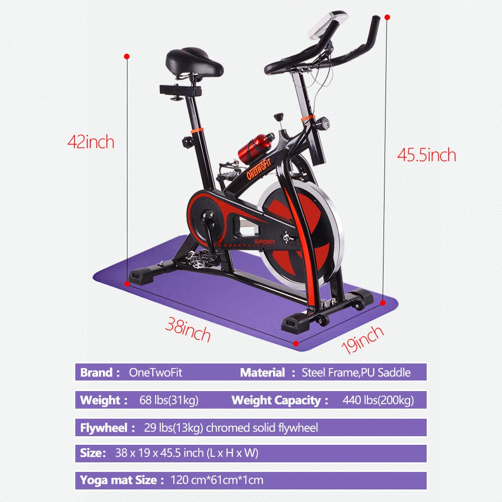 Onetwofit Exercise Bike Stationary Adjustable Indoor Cycling Bike