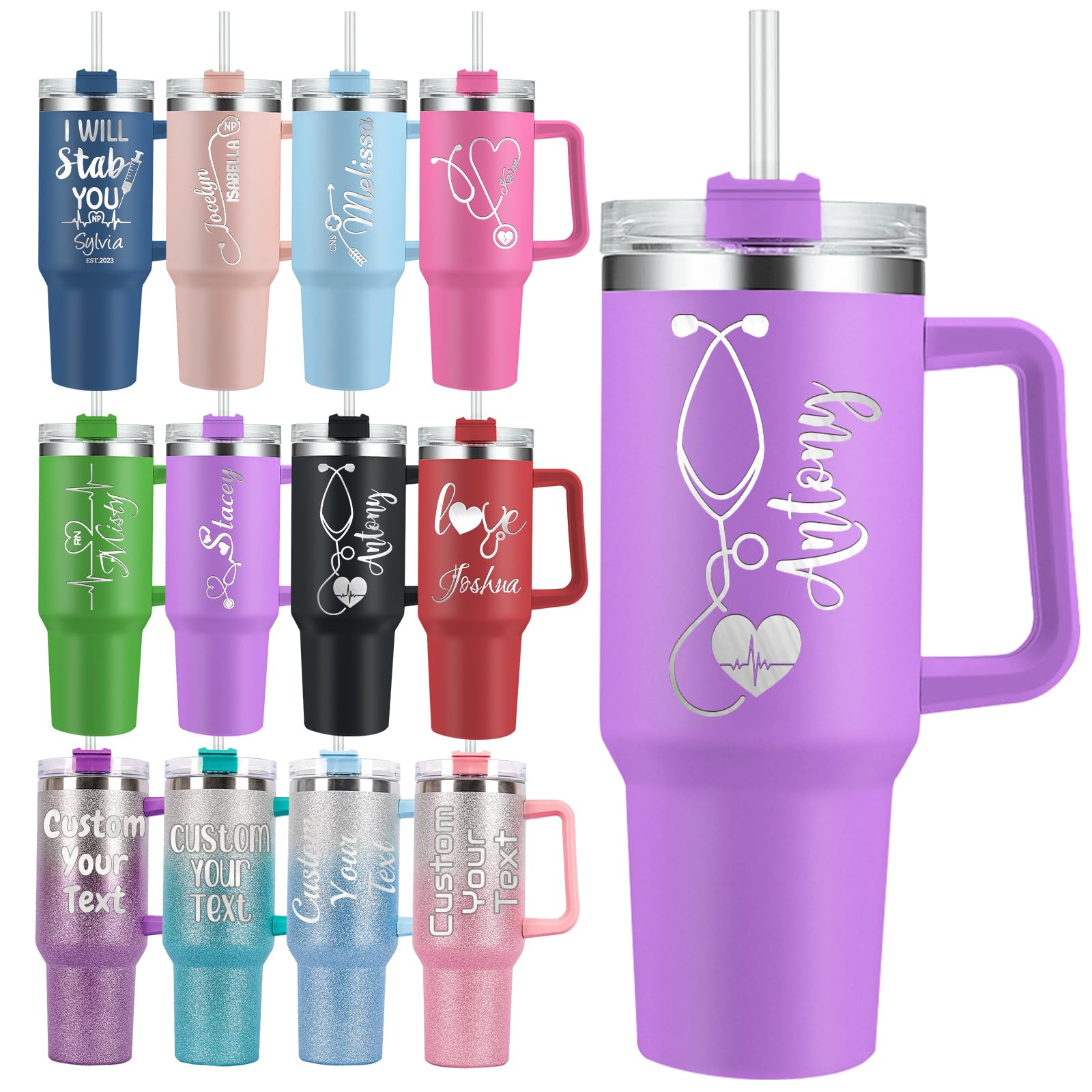 Amazon.com | Gift for Nurse 40 OZ Personalized Tumbler with Handle