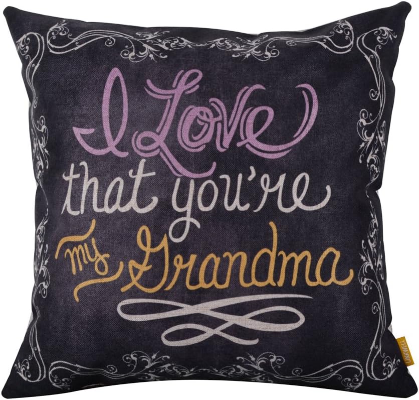 LINKWELL18inches Square Black I Love That You are My Grandma Linen Throw Pillow Case Cushion Cover