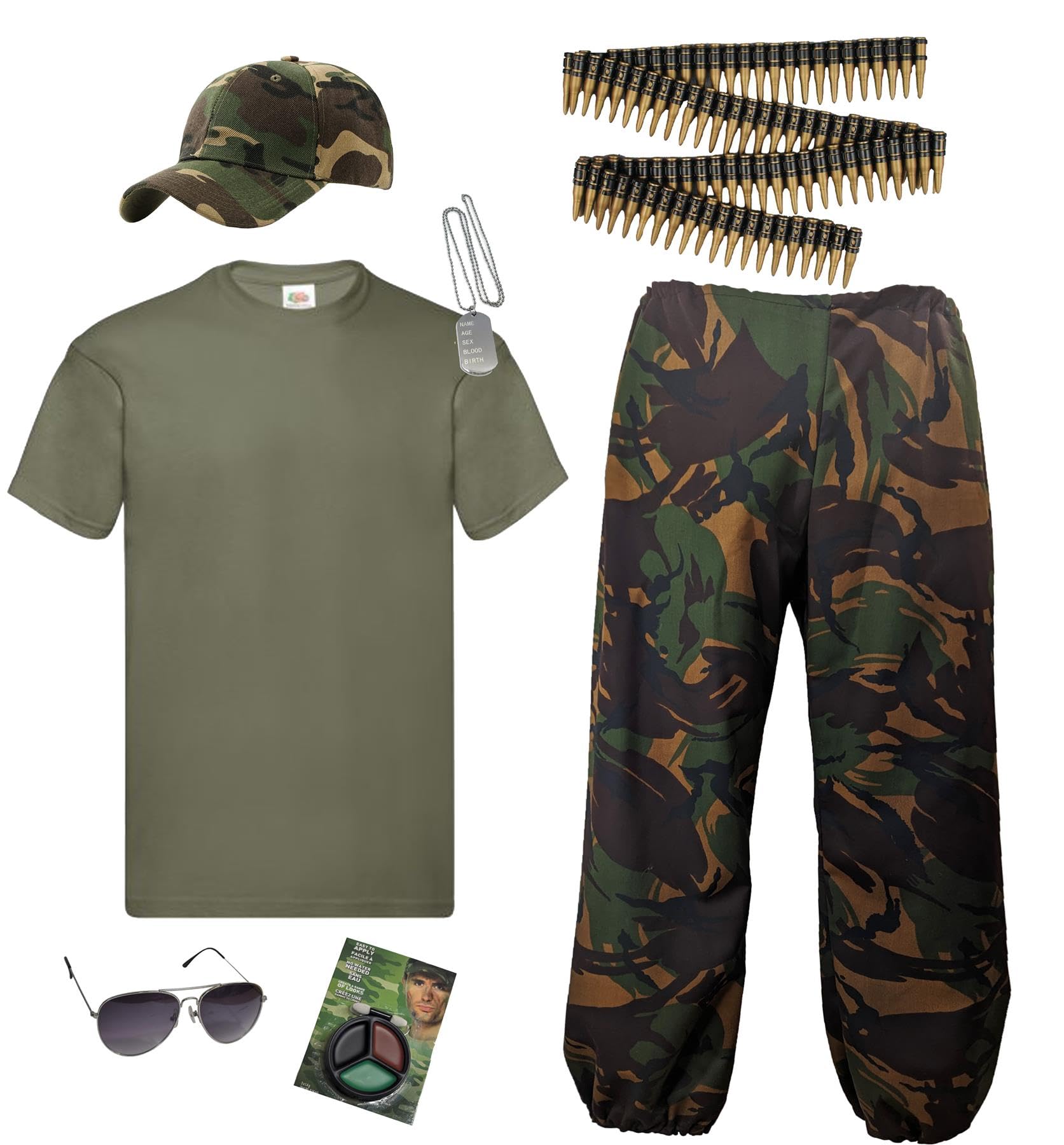 The Dragons Den Disfraz de soldado militar de camuflaje para adultos