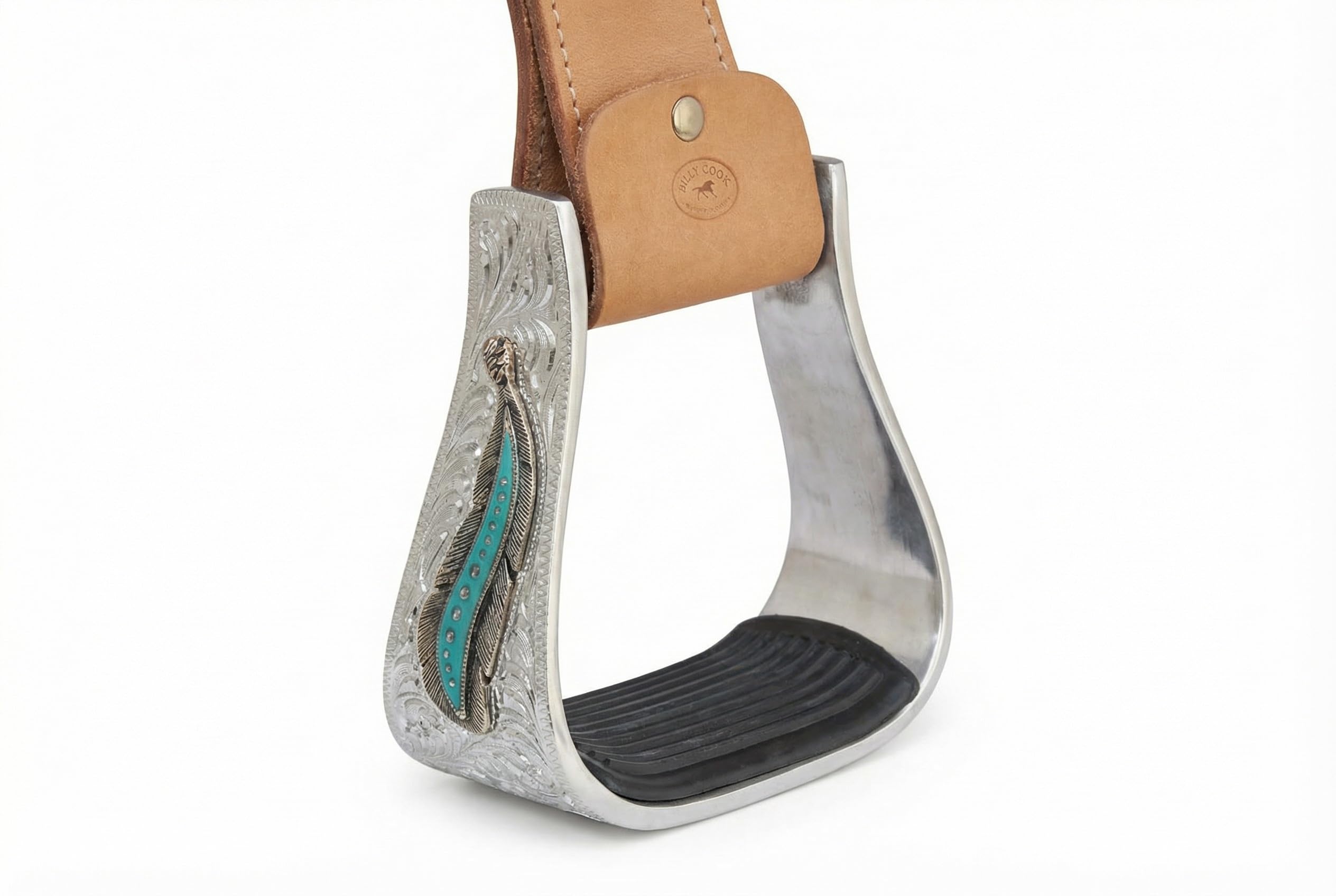 Horse Western 51245 - Staffe da sella in alluminio con piuma incisa
