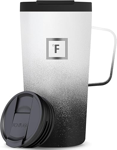 IRON FLASK - Taza para café 2.0 con asa de 16onzas. A prueba de fugas, botella de acero inoxidable moderna con aislamiento al vacío de doble pared,