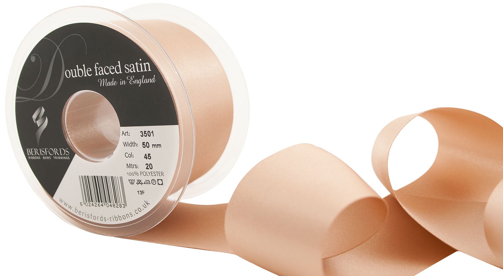Berisfords Ribbon, Ecru, 50 mm x 20 m