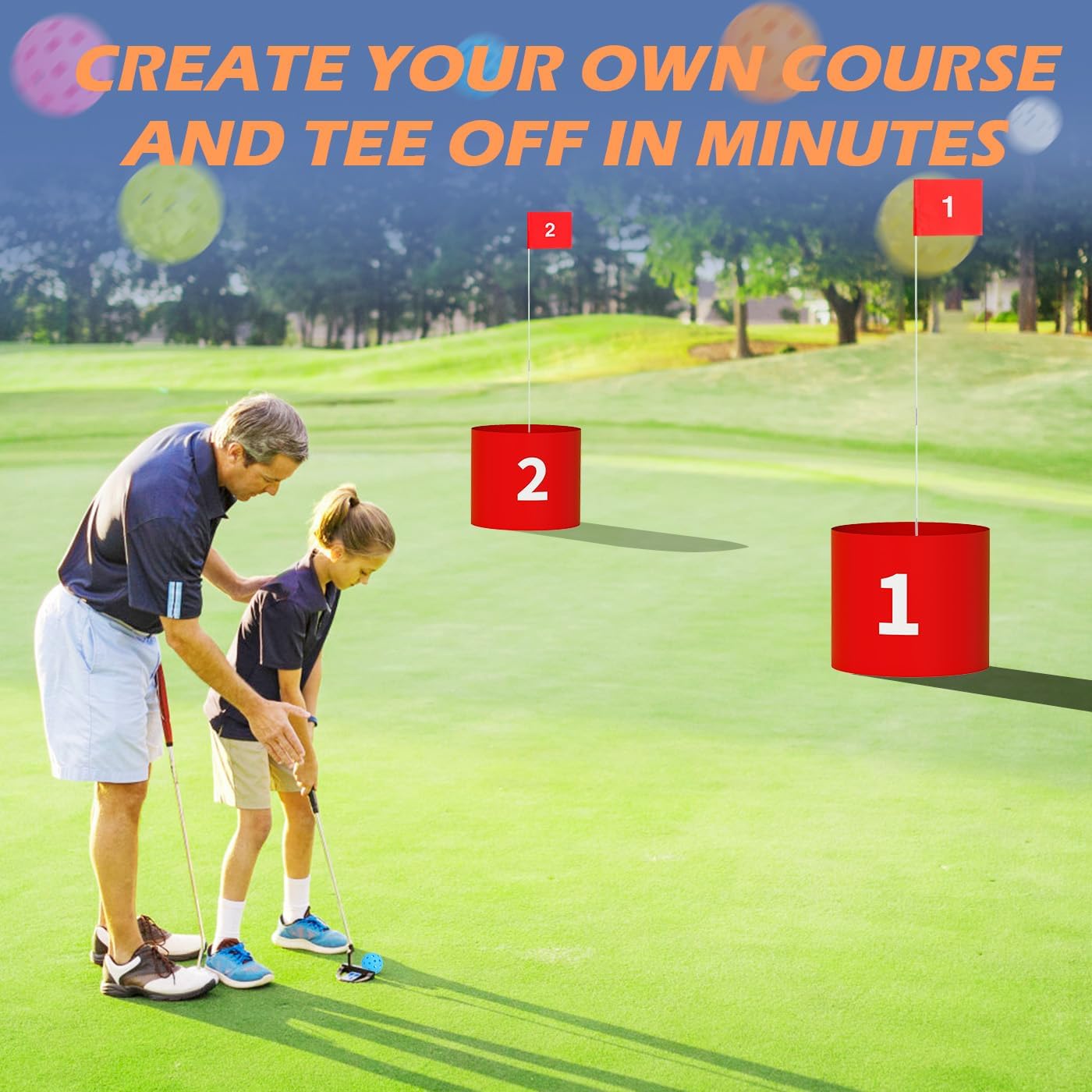 FOOING Golf Game-9 Hole Set Backyard, Golf Game for Kids and Adults, Golf Practice Games for Lawn, Beach, Yard, Camping, Park