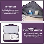 Travel Duffel Bag Sports Gym Tote Bag for Women, Carry on Luggage Bag for Airplanes, Lightweight Weekender Overnight Shoulder Bag Waterproof Beach Hospital Bag with Shoes Compartment,A08-Dark Purple