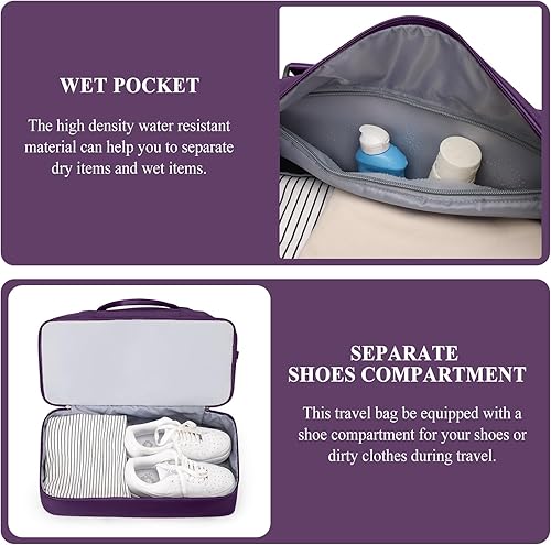 Miniatura 5 de Weekender Bags for Women, Personal Item Travel Bag with Shoes Compartment,Overnight Travel Duffel Bag with Wet Pocket and Separate Toiletry Bag,Gym