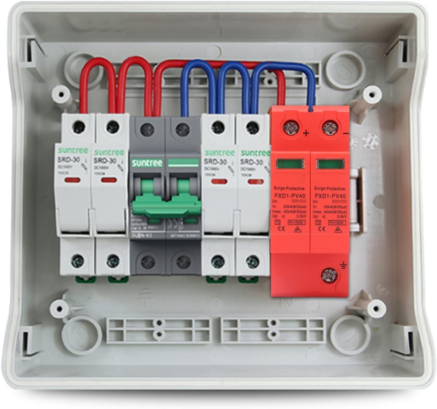 DEWIN Scaricatore di Sovratensione,2P 20KA~40KA Scaricatore DC 1000V Fotovoltaico Scaricatore di Tensione Fotovoltaico Protezione Sovratensione