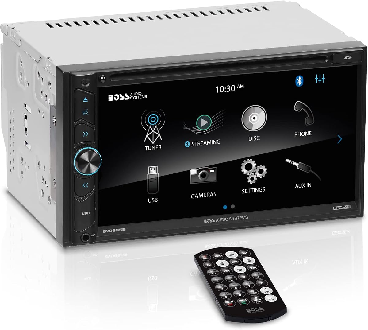 BOSS Audio Systems BV9695B Sistema estéreo de audio para automóvil: doble DIN de 6,95 pulgadas, pantalla táctil, unidad principal de llamadas y audio Bluetooth, reproductor de CD, A-Link (espejo de pantalla), receptor de radio AM/FM, para amplificador
