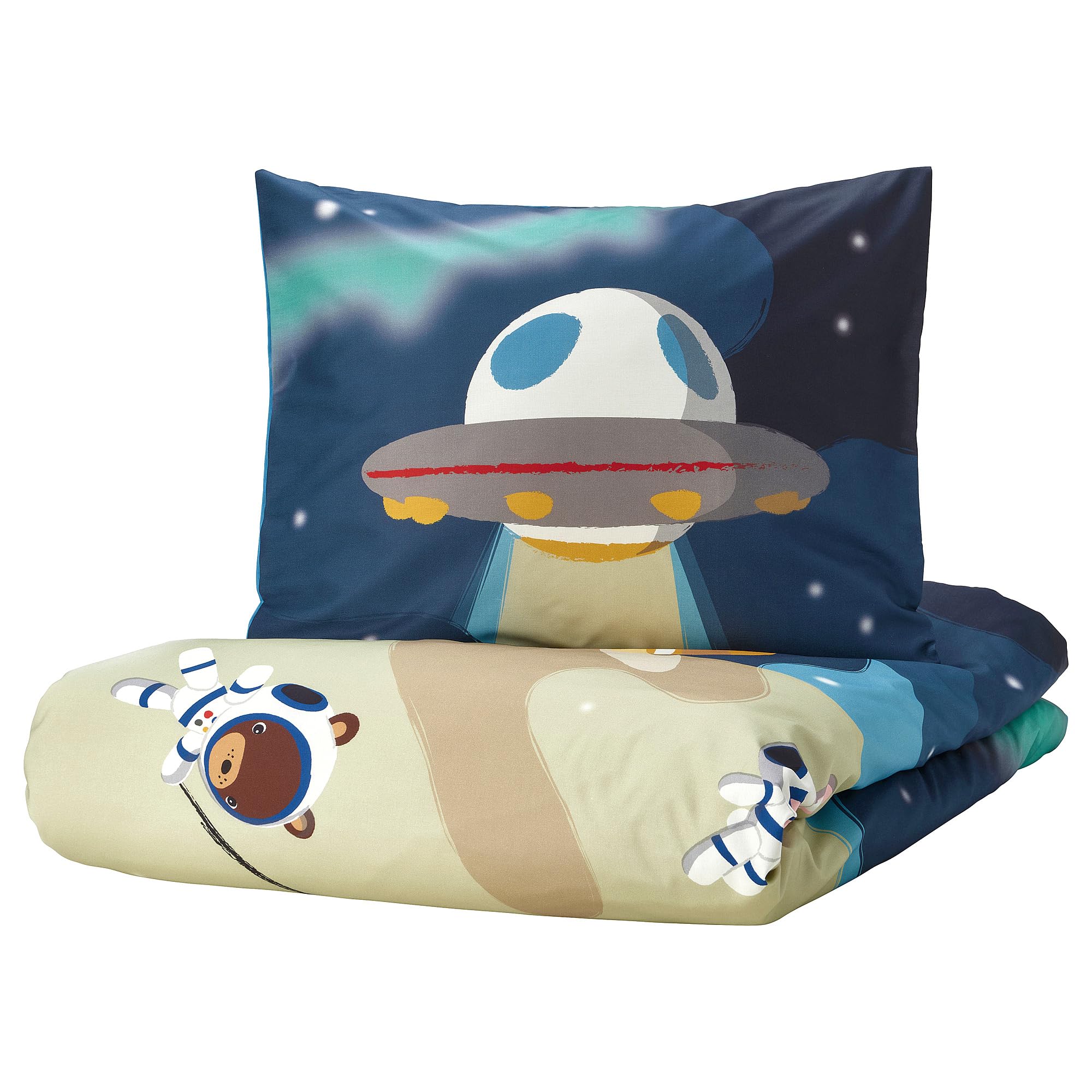 Housse de couette espace bleu nuit pour transformer le coucher des enfants en moment magique