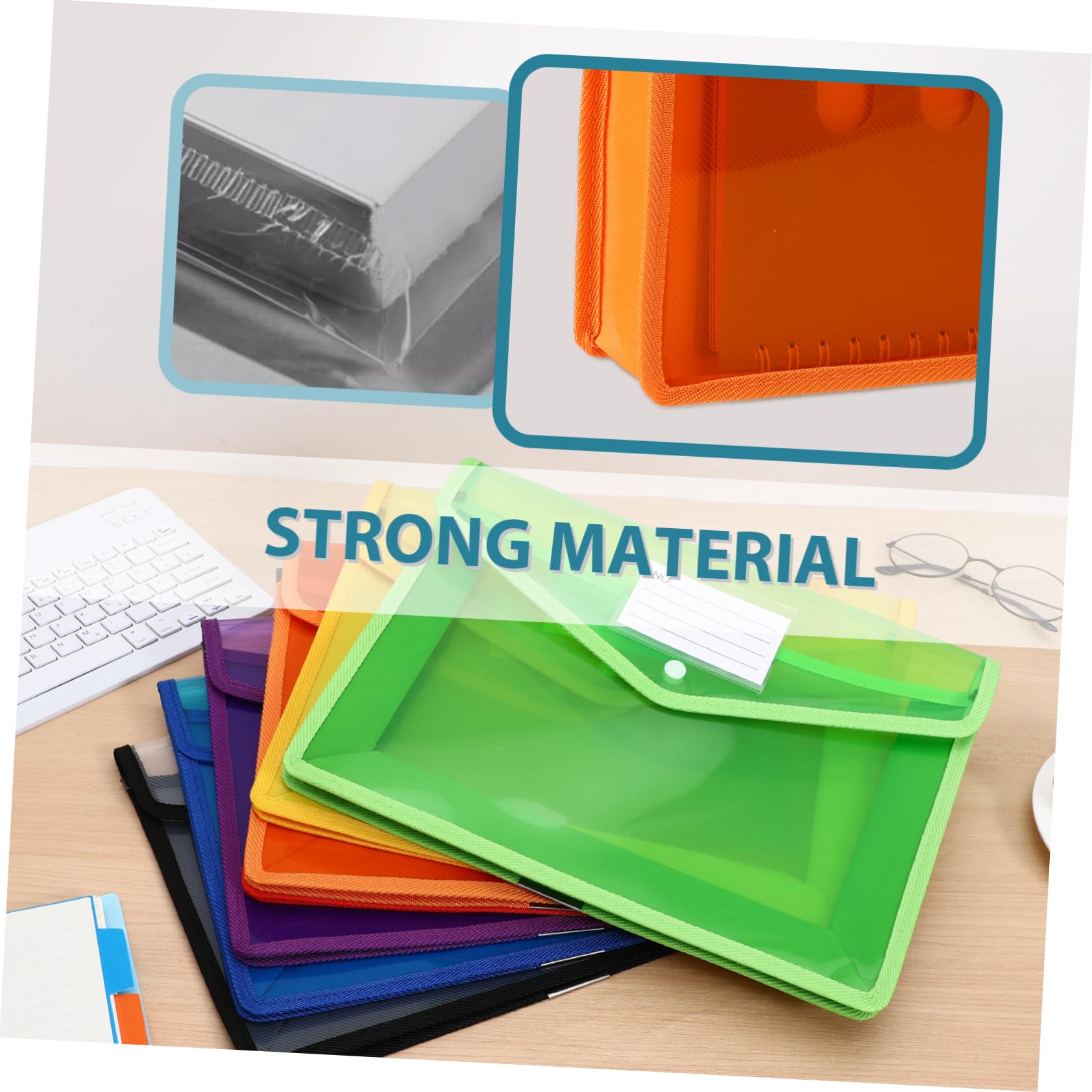 7 Pezzi Cartelline Trasparenti in Plastica PP con Chiusura Bottone Organizer Documenti Spesse e Resistenti per Ufficio Scuola e Casa Buste Documenti Colorate