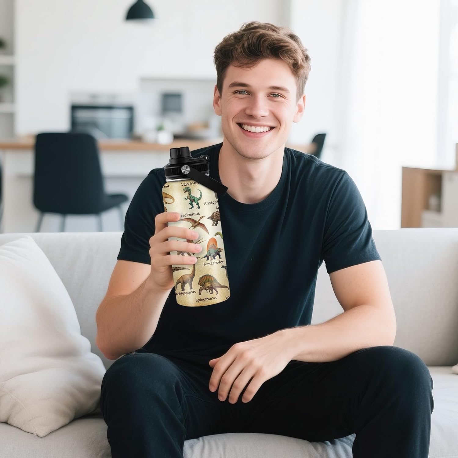 Dinosaur Gifts for Boys Men, 32 oz Insulated Water Bottle Stainless Steel Tumbler, Sports Travel Water Bottles, Dino Cups Gifts for Dinosaur Lovers (1pcs) - Image 8