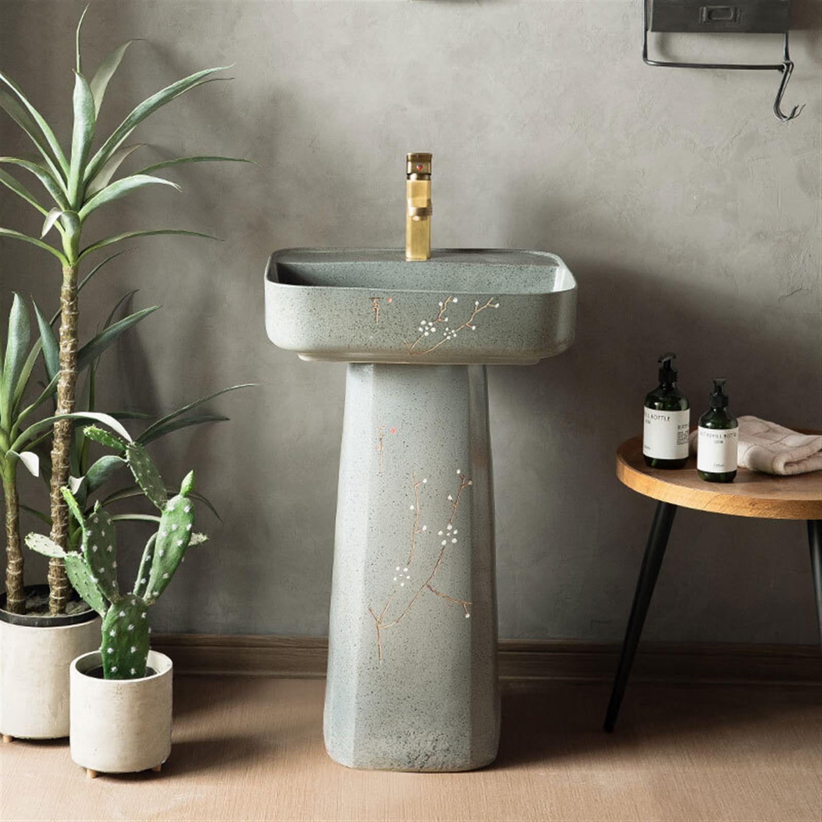 Chińska Umywalka Na Postumencie W Stylu Vintage, Ceramiczna Umywalka Łazienkowa Na Postumencie, Dwuczęściowa Umywalka Stojąca, Umywalka Nablatowa Do Ogrodu, Umy(A)