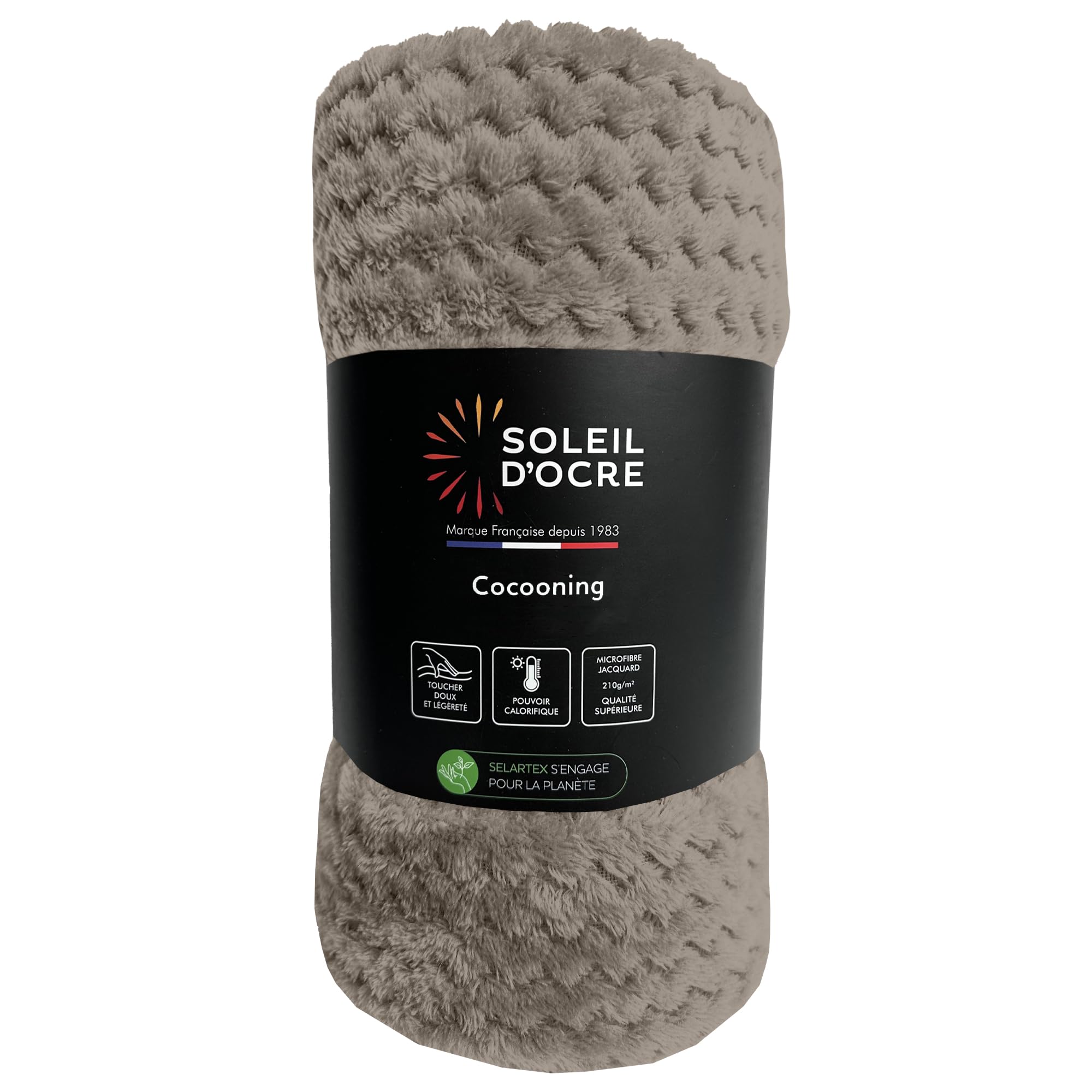 Soleil d'ocre, Cocooning Blanket 180 x 220 cm Taupe