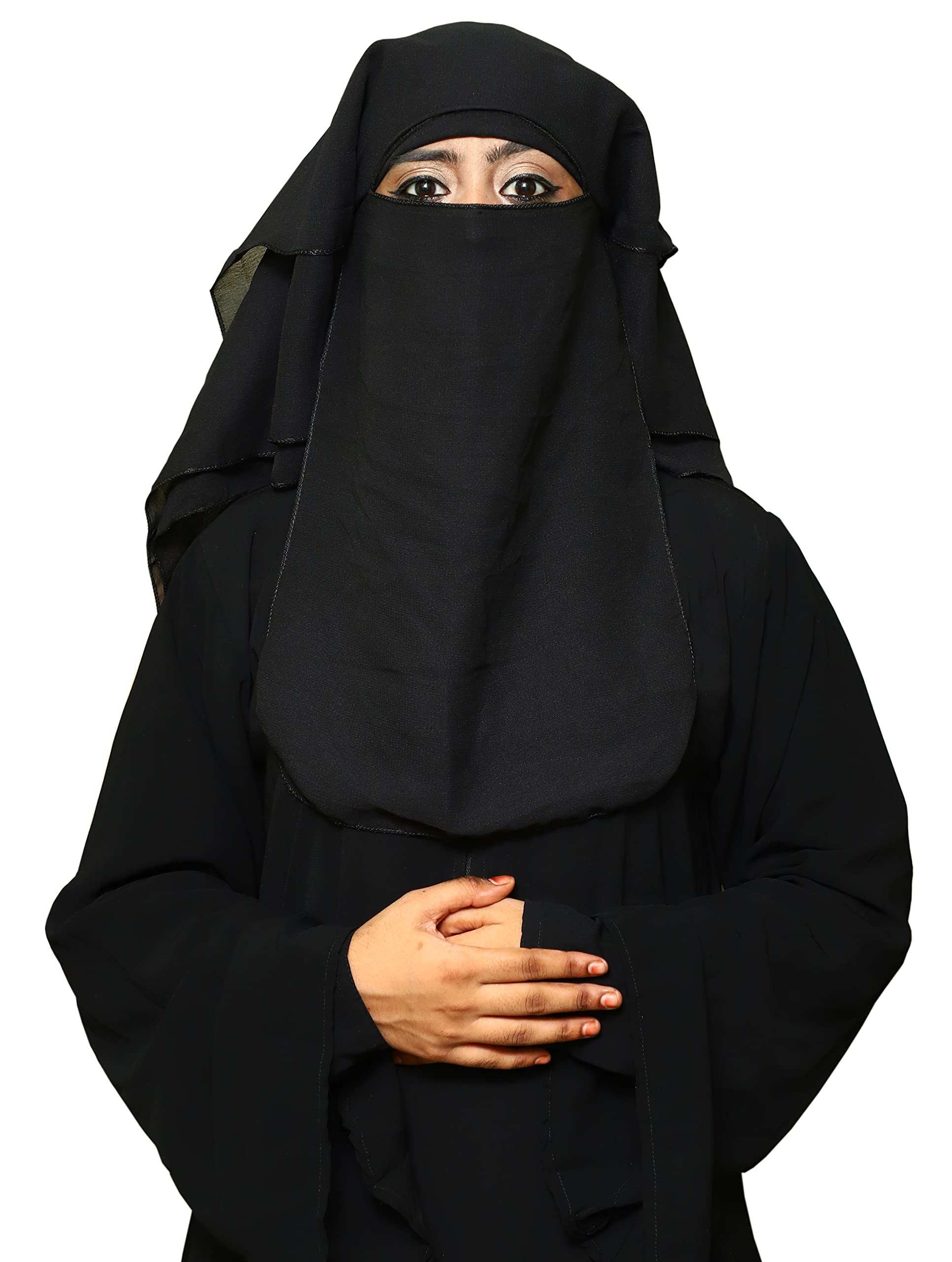 Envius Women's Chiffon Black 4 Layer Nose Piece (Niqab)-image-42