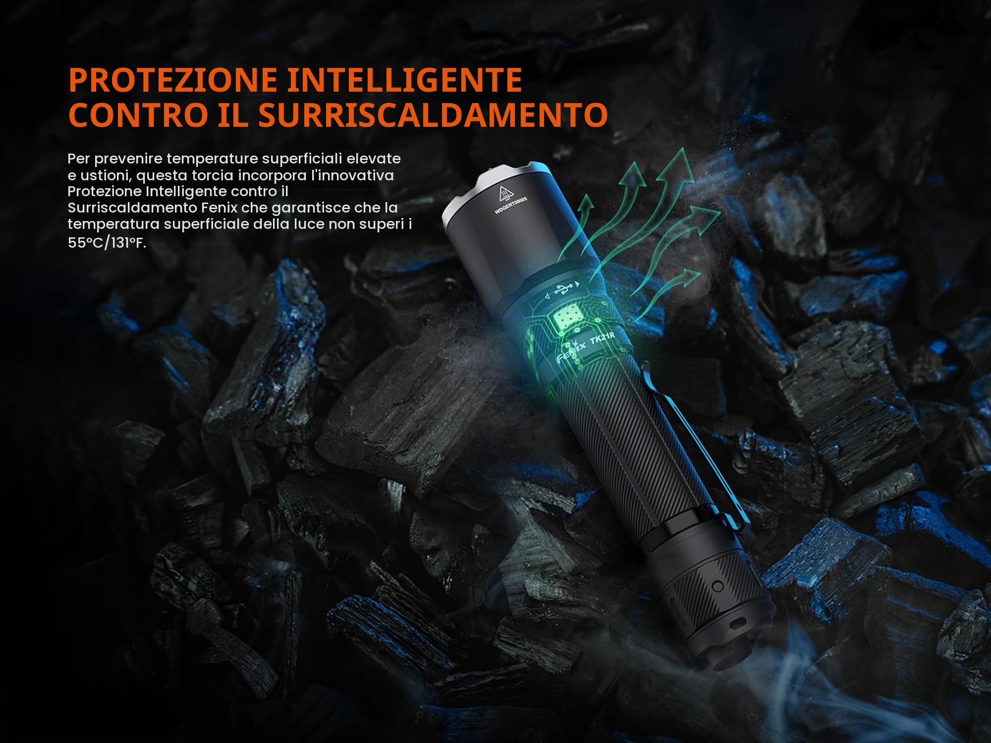 Fenix TK21R - Torcia ricaricabile ad alta potenza per esterni e di sicurezza, 3600 lumen, 480 m, 72+ ore massime, funzionamento a doppio pulsante, batteria di grande capacità, copertura per porta di