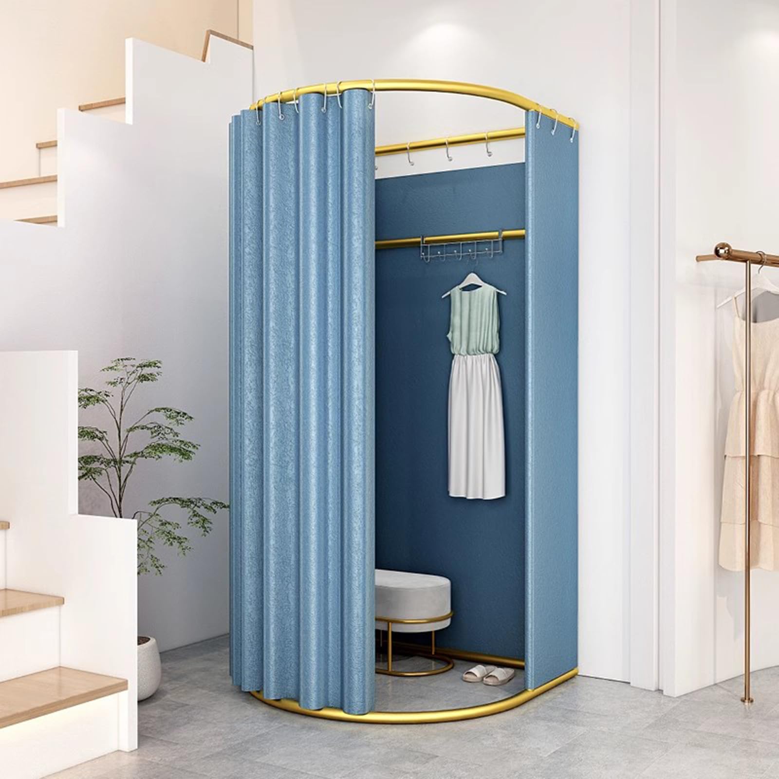 Madamera Clothing Store Fitting Room with Shading Curtain, Portable Temporary Mobile Privacy Protection Dressing Room, Foldable Mall Simple Changing