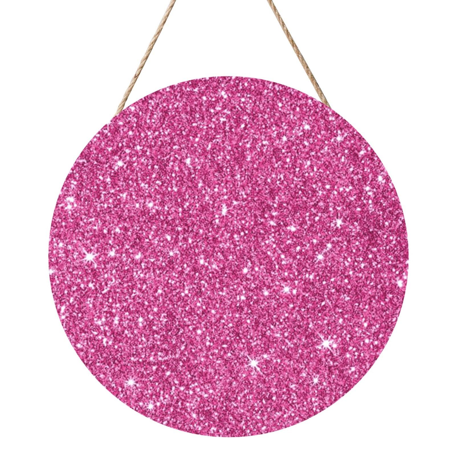 InOmak Sparkling Pink Glitter, Round Wood Panel Painting 12 in, Wall Hanging Painting For Home