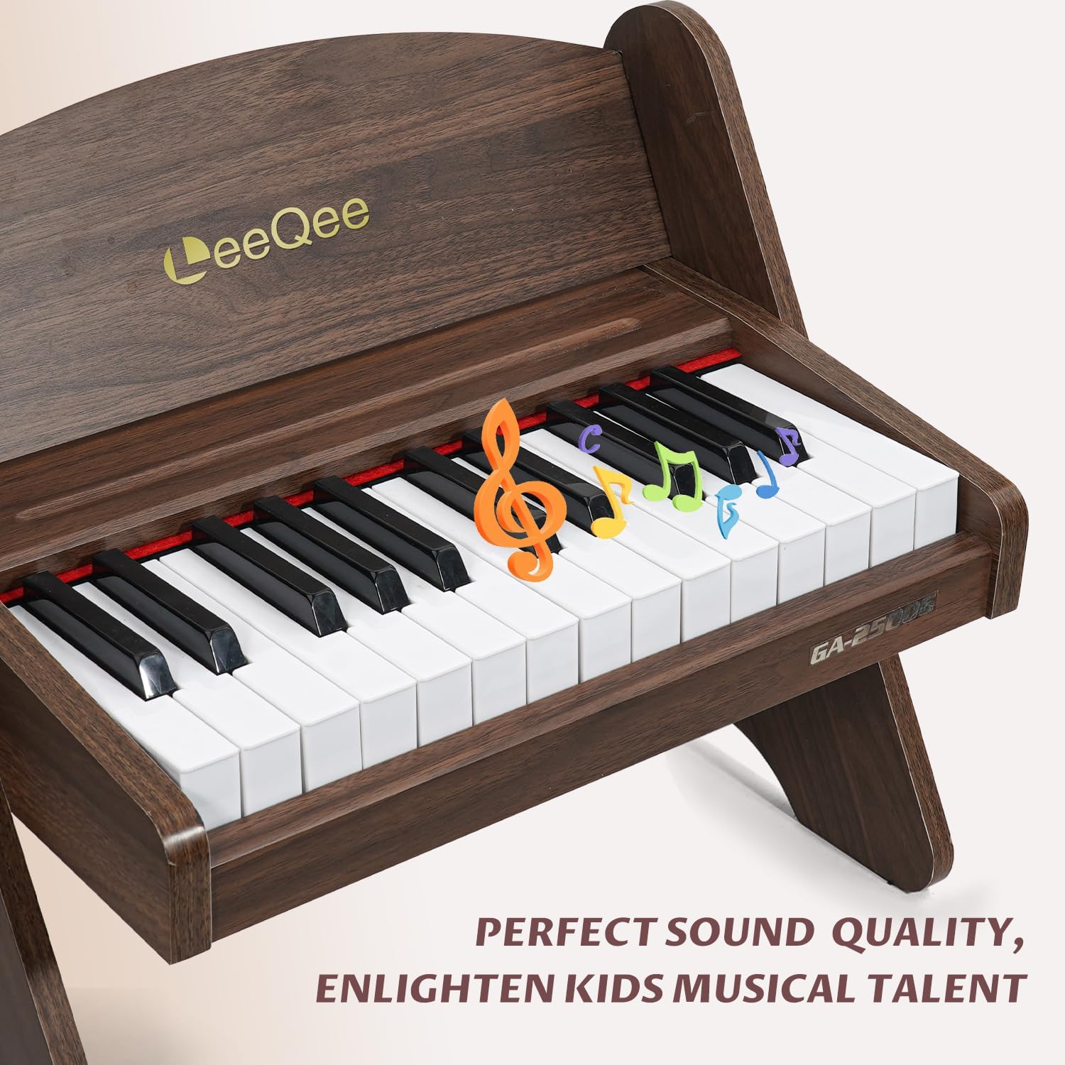 LeeQee Baby Piano for Toddlers, 25 Keys Wooden Piano for Kids with Volume Control, Mini Digital Music Educational Instrument Toy, Dual Power Mode Portable Wood Piano for 3+ Year Old Girls Boys