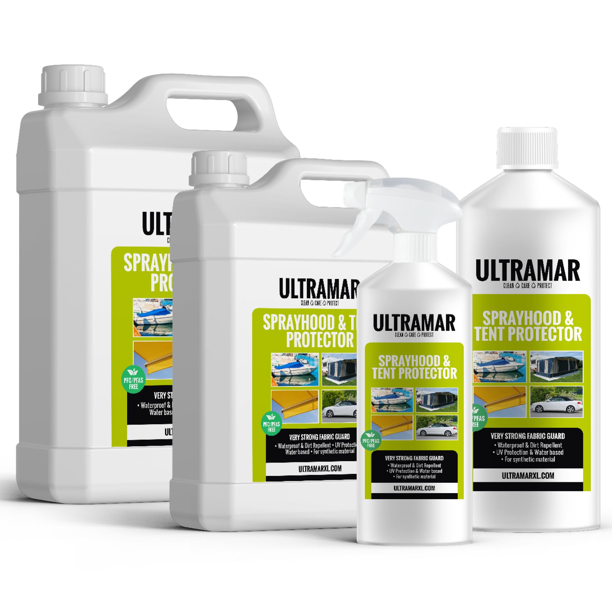 Ultramar - Sprayhood & Tent Protector - Imperméabilisant pour Tente, Bimini pour Bateau, Store Banne, Toit Convertible - Spray d'imprégnation - Imprégnateur