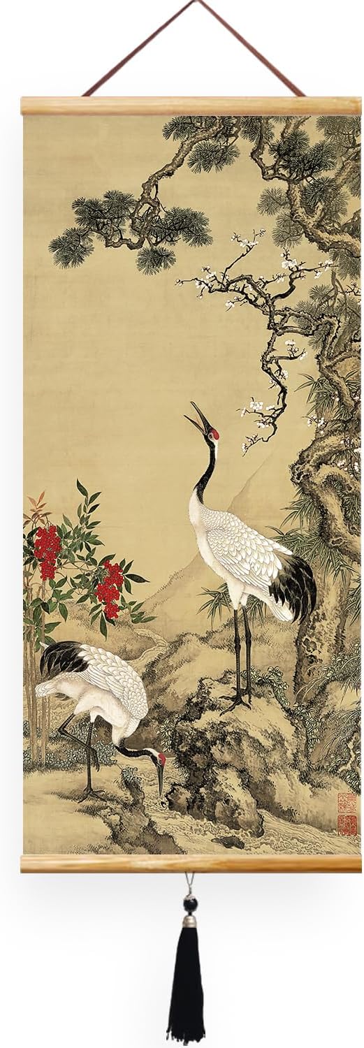Prints Chinese Scroll Hanging Japanese Wall Art Fengshui Painting Decor Ancient Paintings Replica