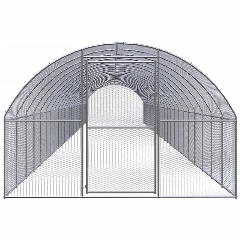 Gallinero exterior de 3 x 24 x 2 m, recinto para gallinas de acero galvanizado, gran recinto al aire libre para pollos, patos y animales pequeños, salida para gallinas con malla de