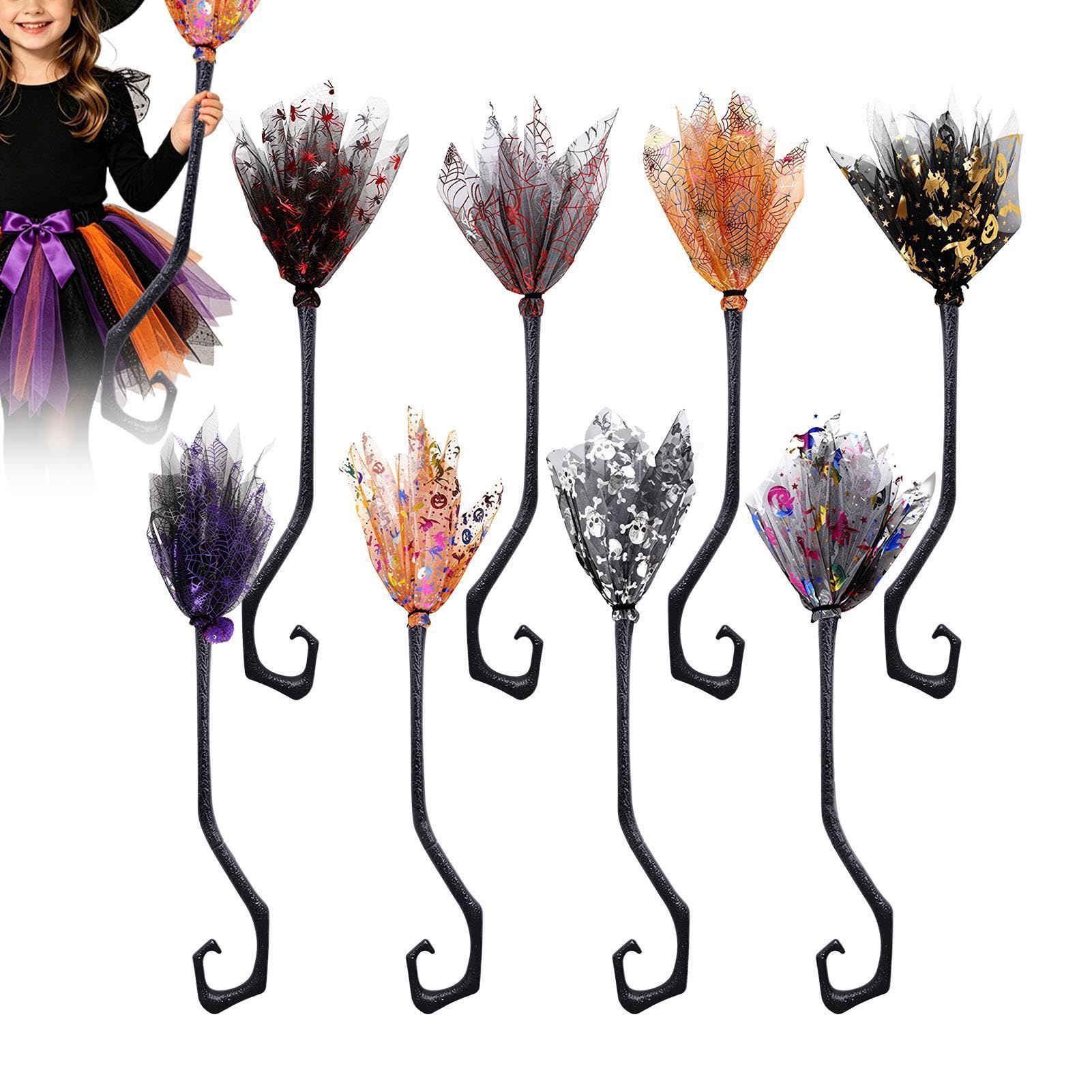 Generisch Escoba de bruja de Halloween, juego de 8 piezas, accesorios