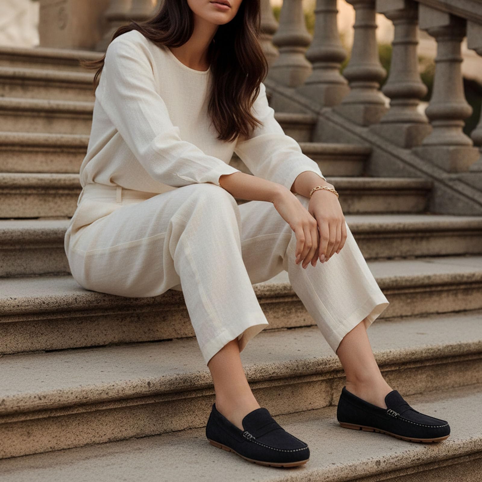 Mids Mirella Damen Mokassin aus Rauleder – Slip-on mit Lederinnensohle, Flexible Gummisohle – Made in Europe