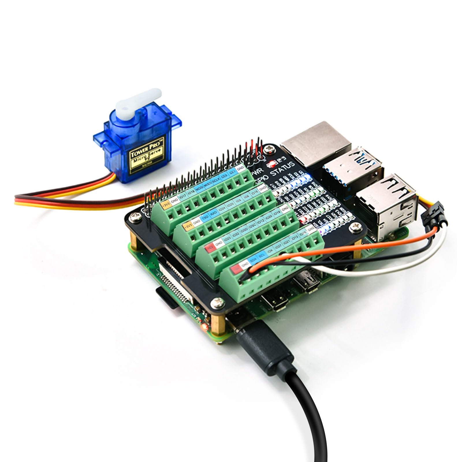 Schraubklemmenblock Breakout Board für Raspberry Pi GPIO, Modul mit Status LED für Pi 4B/3B+/3B/Zero