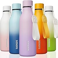 Vista 7 de BJPKPK Botellas de agua aisladas, botella de agua de metal de acero inoxidable de 18 onzas con correa, termo a prueba de fugas sin BPA, tazas