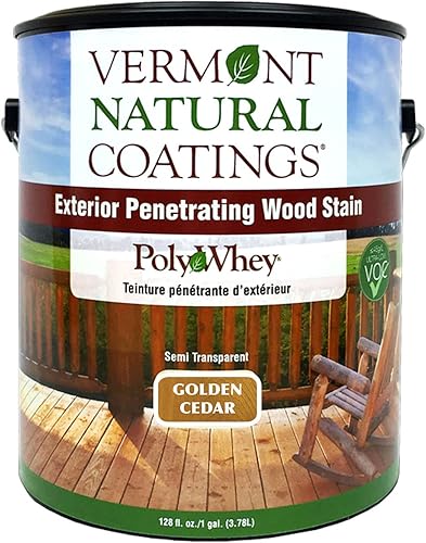 Vermont Natural Coatings PolyWhey - Tinte penetrante exterior - Cedro dorado - Galón Cedro dorado,Rojo Otoño,Caspio Claro,Gris (Sterling