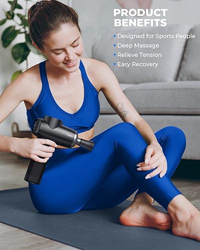 Miniatura 5 de HEYCHY Pistola de masaje con amplitud de 0.472 in, pistola masajeadora de percusión de tejido profundo para atletas, gimnasio en casa, terapia de