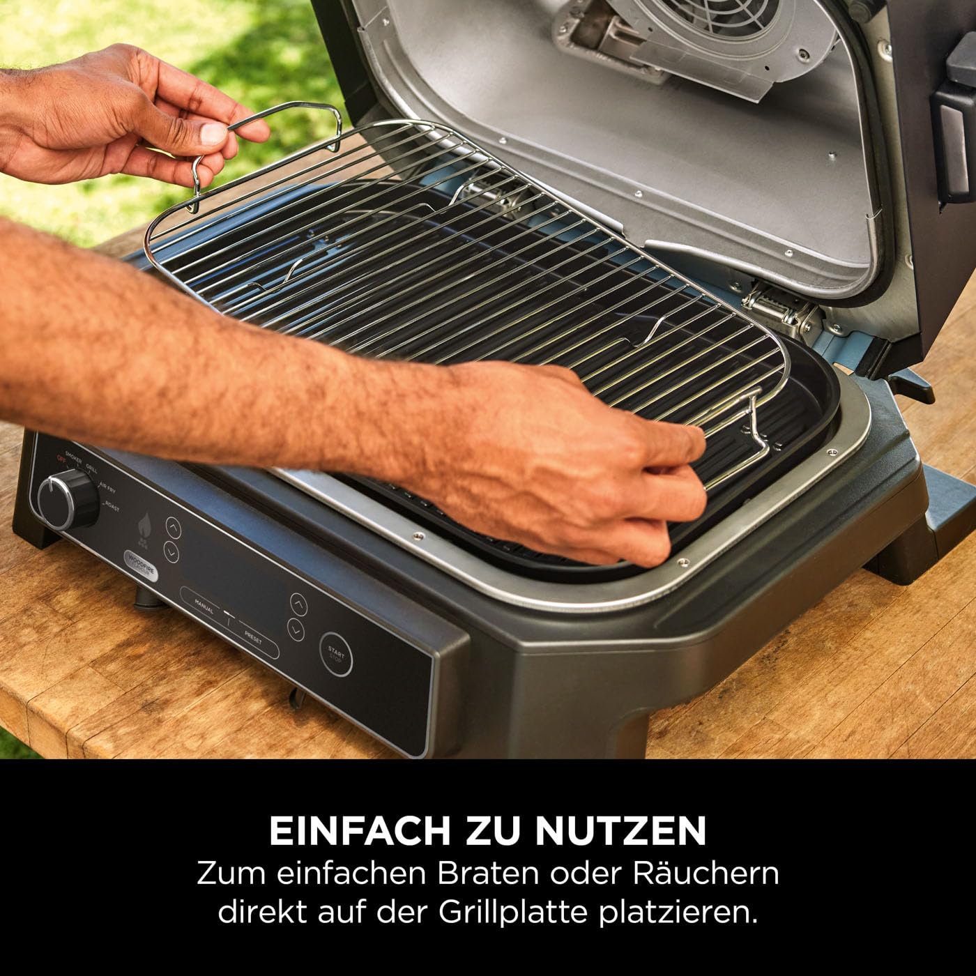 Ninja Woodfire XL Röst- & Räucher-Grillrost, perfekt zum Räuchern großer Fleischstücke, leicht zu reinigen, offizielles Zubehör, kompatibel mit Ninja Woodfire XL BBQ Grill OG850/OG901, XSKOGXLRSRKEU