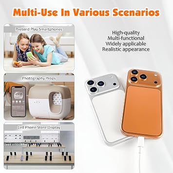 Dummy Fake Phone Model, Looks Like Real Phone Dummy Compatible with Phone 17 Pro, Prank Stuff Decoy Pear Non-Working Toy Phone 17 Pro for Kids (Orange)