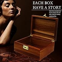 Vista 2 de Large Wooden Box with Hinged Lid with Combination Lock,Wood Storage Box Decorative Lockable Chest for Keepsakes, Valuables, Accessories, Treasured