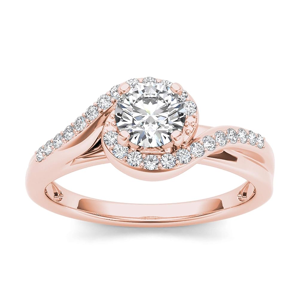 DZON IGI Certified14k Rose Gold 3/4ct TDW Diamond Bypass