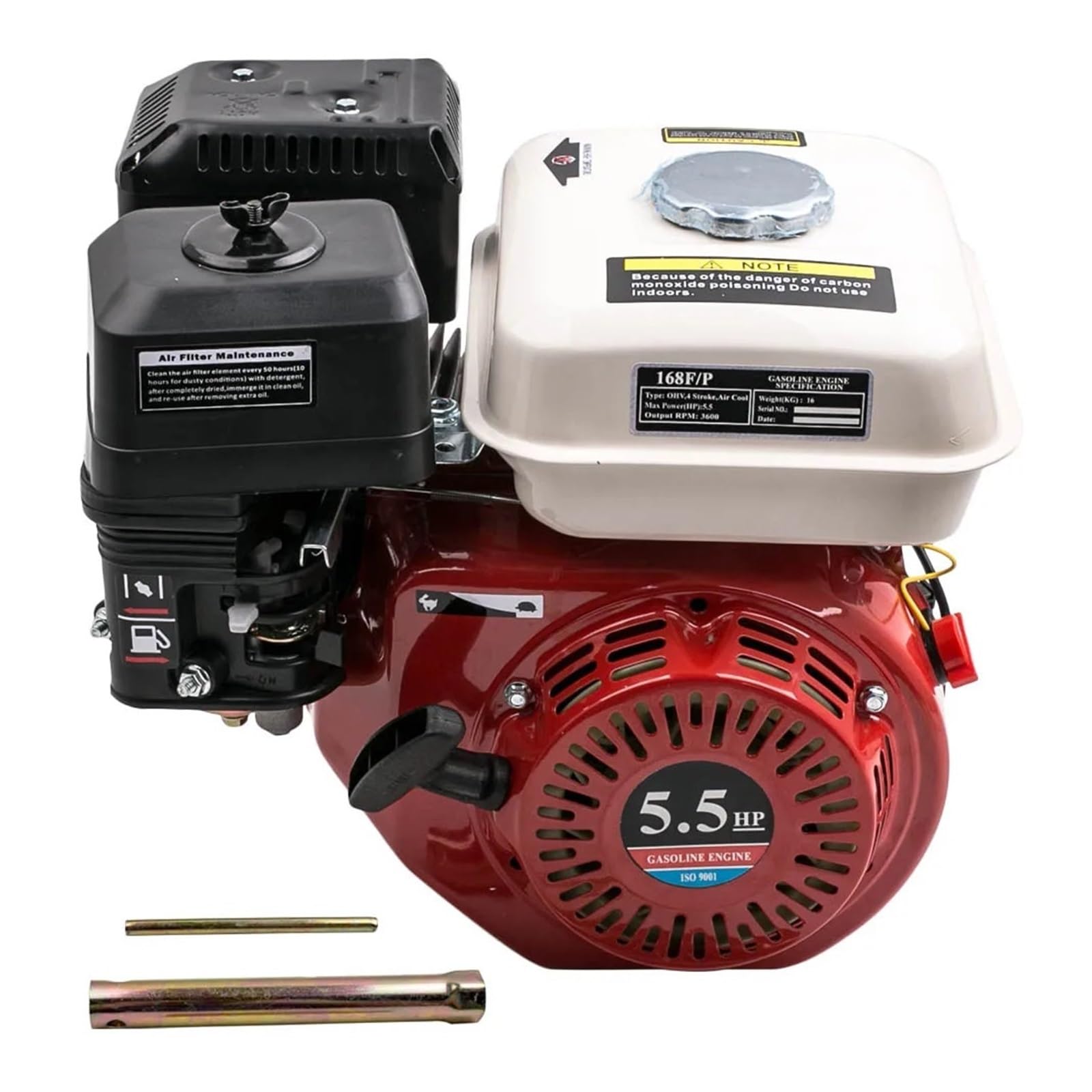 Motor De Gasolina 68x45 Mm, 4 Tiempos, 5, CV, 160 CC, Arranque Manual, 168F, 4T Rendimiento Potente