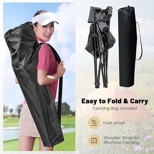 Miniatura 6 de GYMAX Silla de campamento, silla reclinable ajustable con reposapiés extraíble, almohada acolchada, portavasos y bolsillo lateral, silla plegable de