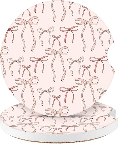 Miniatura 14 de Watbro Posavasos para automóvil, morado sonriente, absorbentes, paquete de 2 para portavasos con muesca para los dedos, cerámica de 2.56 pulgadas,