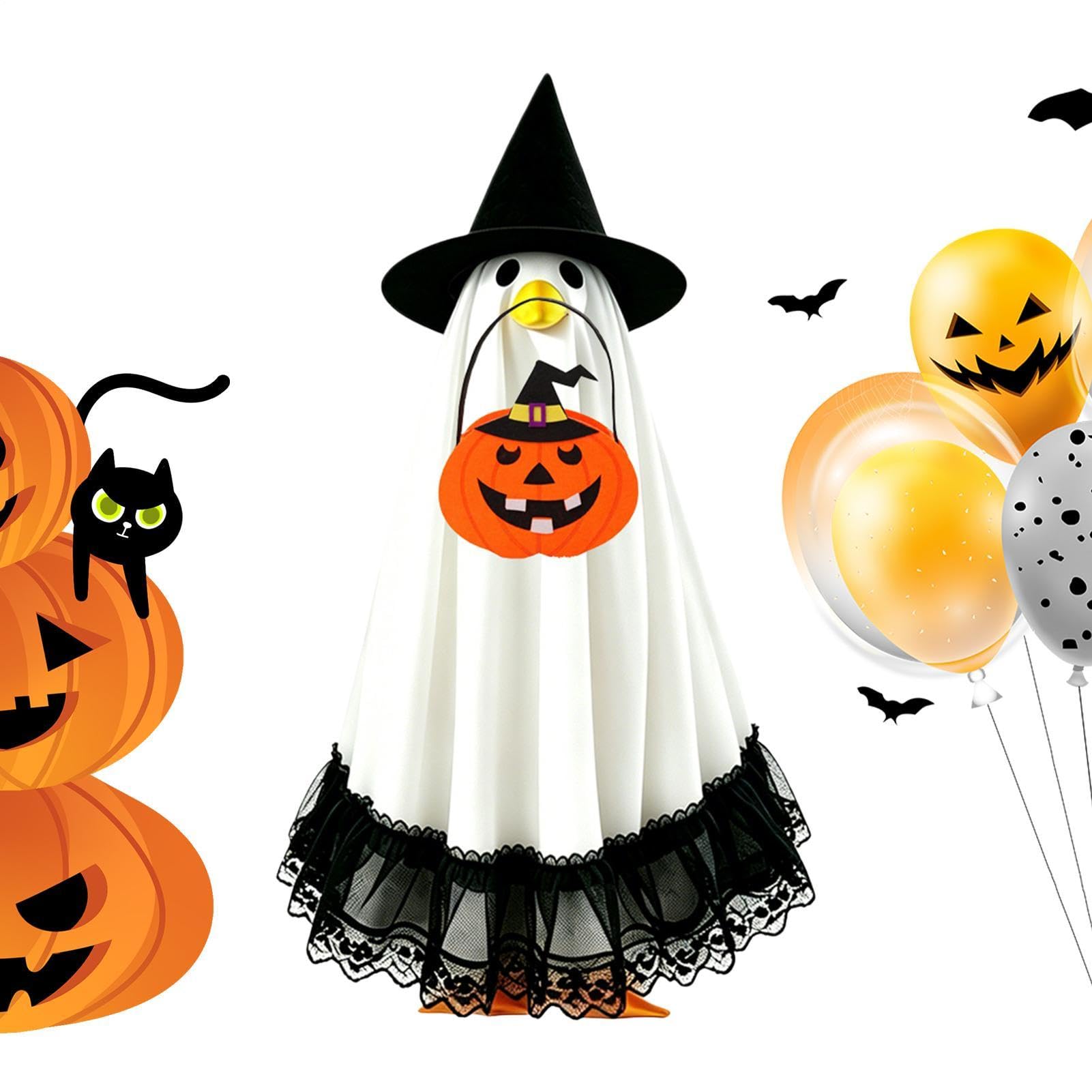 Ganso de porche vestido de Halloween para ambientar tu jardín y recibir visitas en el porche