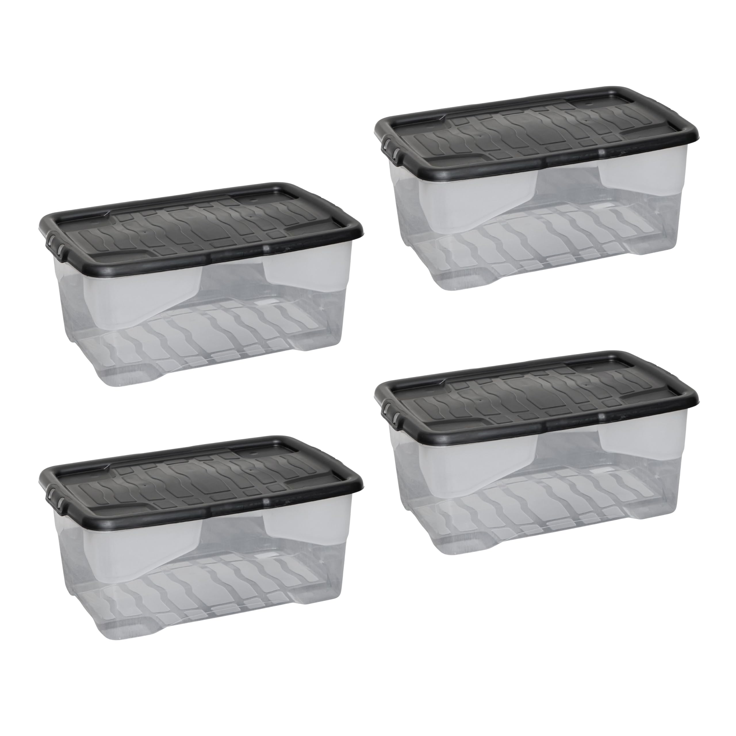 Samuel ALEXANDER 42L Clear Storage Box with Black Lid, Stackable and Nestable Design Storage Solution (4)