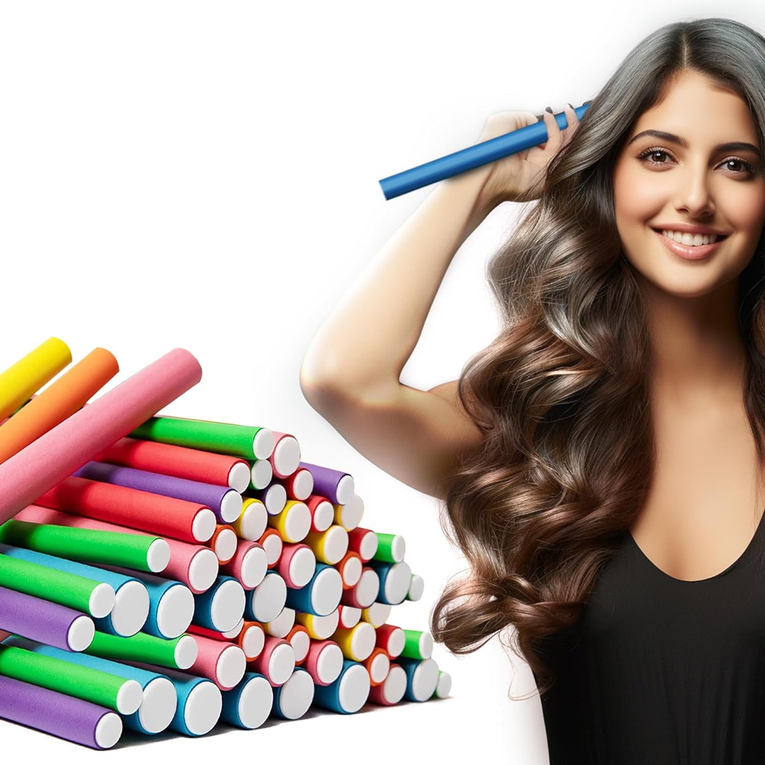 Spoken Hair Curling Flexi Rods 2 sizes - 20-Piece Set for Heatless Curls and Soft Twists - Easy Hair Curlers for Curly Hairstyles - Bendy Hair Sticks - No Heat Required-image-38